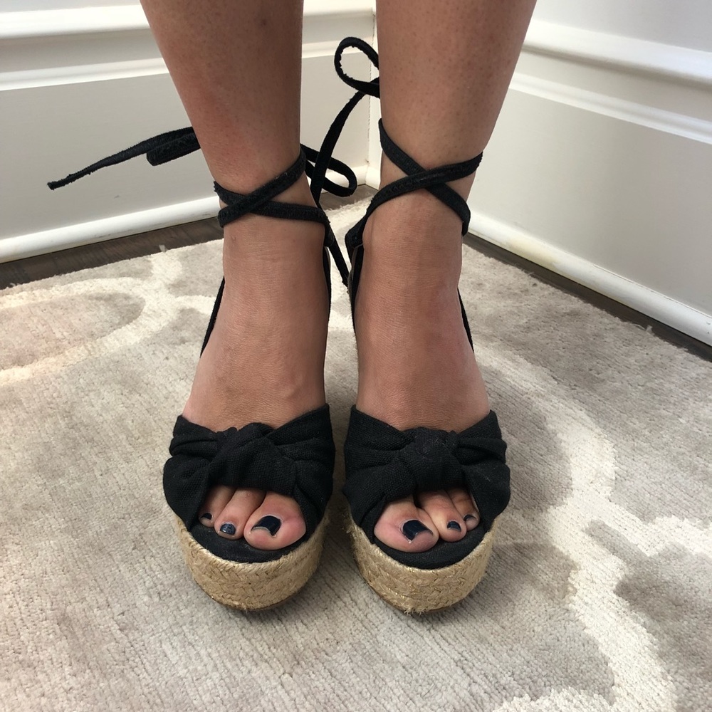 Halston Heritage Black Espadrille Wedges - Picture 3 of 8